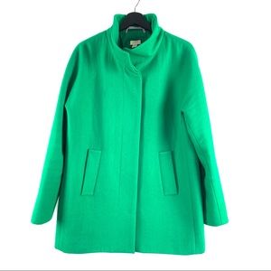 J Crew Wool Blend Green Classic Cocoon City Coat